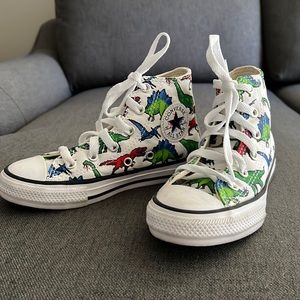 Kids Dinosaur High Top Converse, Size 12.
